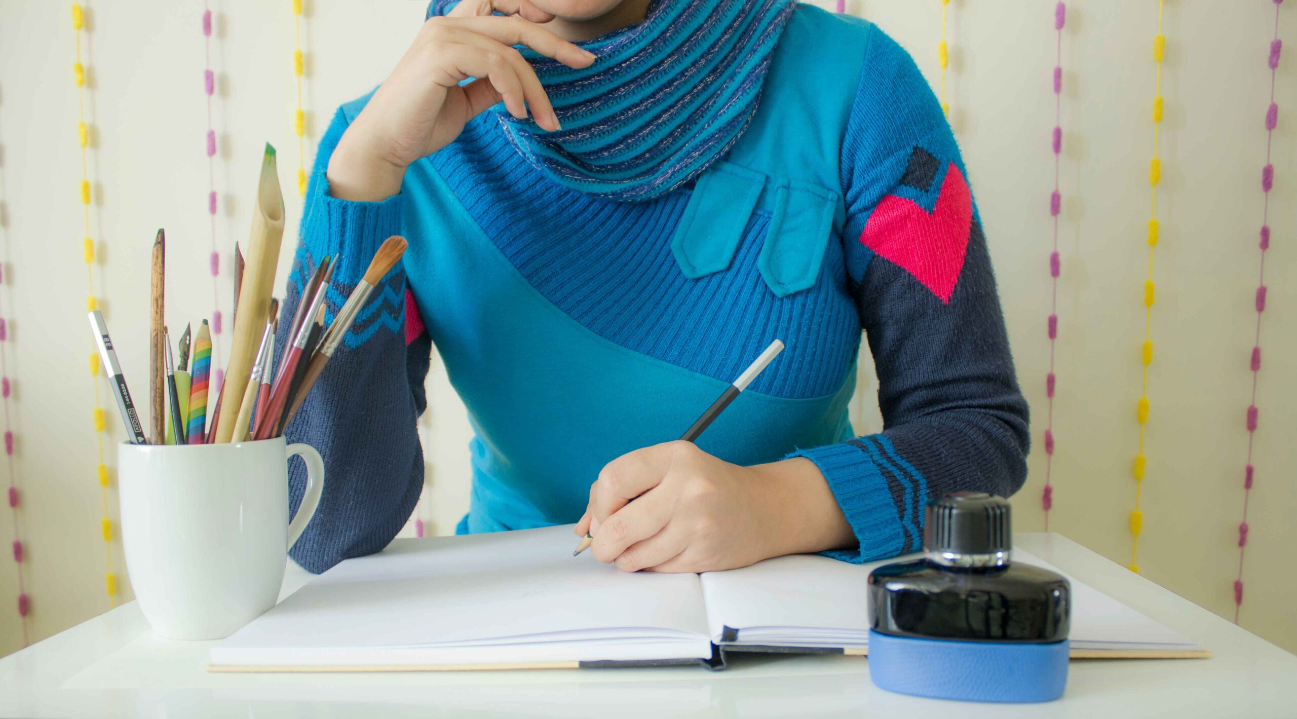 Student writing an admission essay